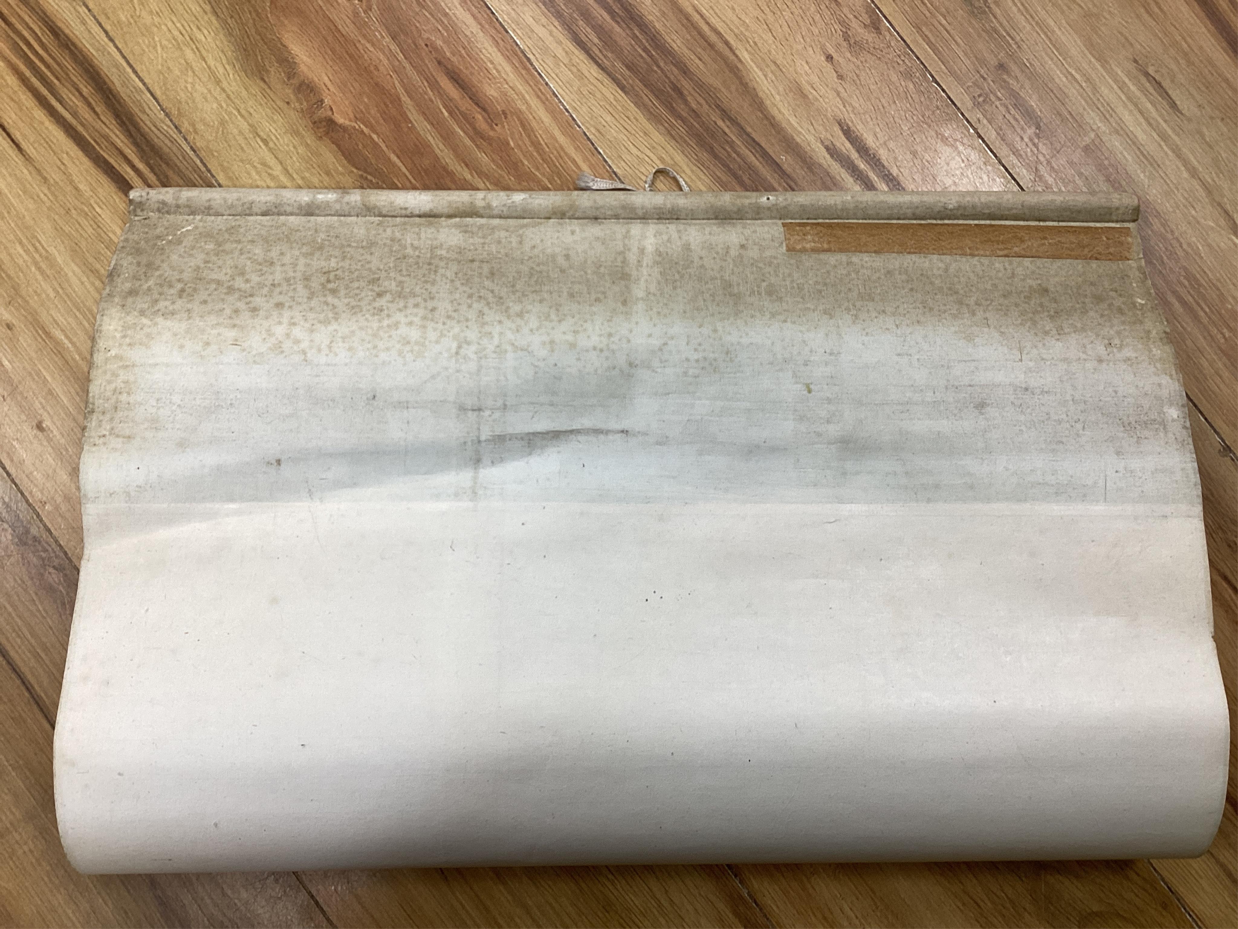 A set of four Chinese scroll paintings of ladies before landscapes, 48cm wide. Condition - fair